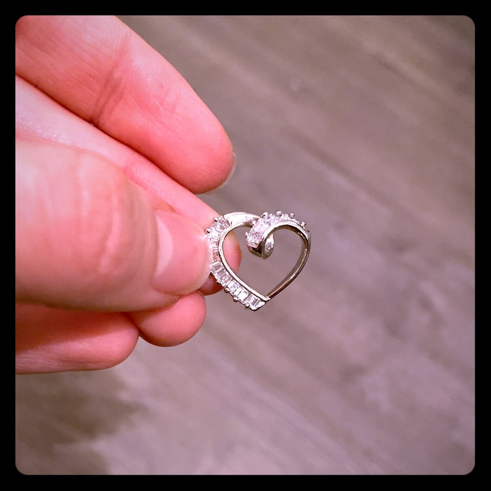 Rhodium plated heart pendant